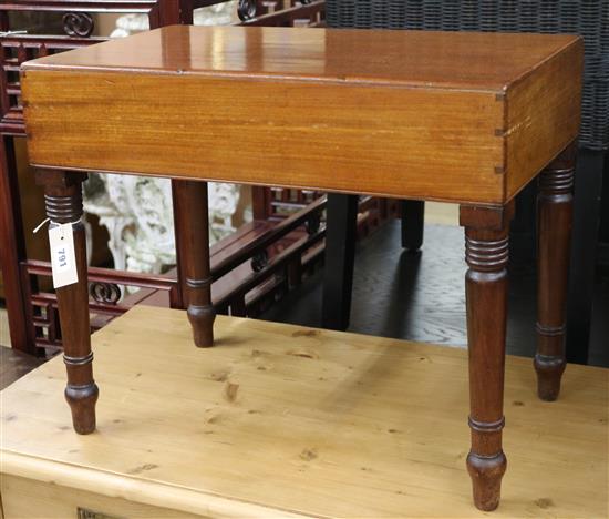 A Victorian mahogany bidet, with zinc liner W.56cm